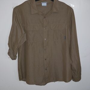 COLUMBIA Men's Size L Tan Elegant Formal  Shirt Short-Sleveeves